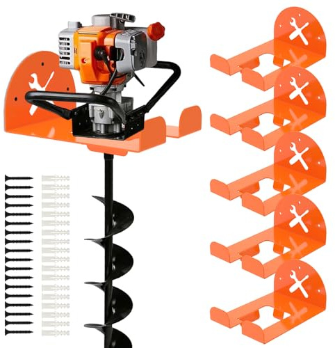 DLSHWXU 6 Pack Heavy Duty Trimmer Rack Wall Mount, 8 Weed Eater Hanger with Non-Slip Grip, Garage Storage Organizer Hooks for Grass/Hedge Trimmer, Leaf Blower, Chainsaw