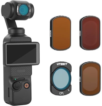 UTEBIT Set di filtri magnetici ND&CPL, confezione da 4 filtri ND16 ND64 ND256, compatibili con DJI Osmo Pocket 3, filtro polarizzatore per DJI Pocket 3, multi rivestito in vetro ottico HD/telaio in