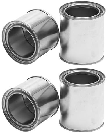 Gadpiparty Lot de 4 petits pots de peinture ronds en métal avec couvercles hermétiques et scellés - 500 ml - Conteneurs en acier épais pour le stockage et l'échantillonnage