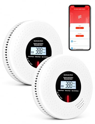 MOES Détecteur Intelligent de Fumée et Monoxyde de Carbone Zigbee, 2 Pcs