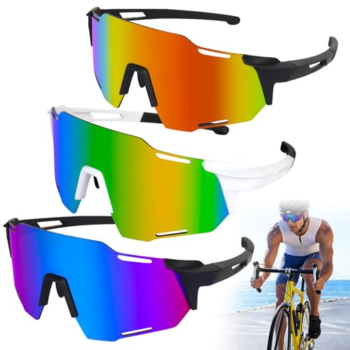 LYPPUL Schnelle Brille, Sport Sonnenbrille Herren Damen, Sonnenbrille Fahrradbrille, Polarisiert Fahrradbrille, Winddicht UV400 Laufbrille für MTB Rennrad Radfahren Biking Ski Rave