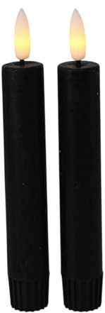 ZICOM 2er Pack LED Dekokerze Stabkerze Echtwachs schwarz klein batteriebetrieben, mit Timer 6h, Batteriefach für 1xAA, 1,5V, LxBxH 2,2x2,2x15 cm besondere Anlässe Weihnachten, Dekoration