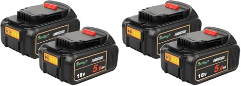 4-Pack Power Elektro DCB184 18V 5.0Ah Replacement XJ Battery Compatible with Dewalt DCB200 DCB180 DCB181 DCB182 DCB201 DCB200-2 Lithium Ion Battery 18 Volt MAX XR Tools