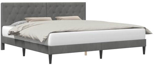 vidaXL Bettrahmen mit Kopfteil Dunkelgrau 180 x 200 cm Samt, Modernes Schlafzimmer, schicke Samt-Bettgestell, rechteckiges Design, Elegante Bettwäsche, praktischer Stil