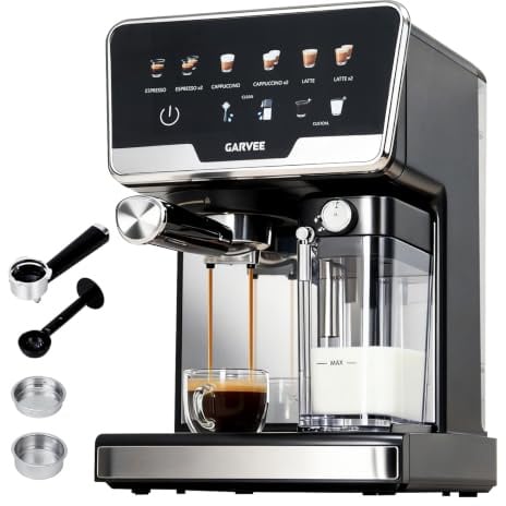 Siebträgermaschine 20 Bar Mit Doppelboiler, Auto-Milchaufschäumer & Selbstreinigung, 1450W Espressomaschine Mit 2L Wassertank & 500ml Milchtank, 6 Programmen & Handmodus Für Cappuccino Latte Espresso