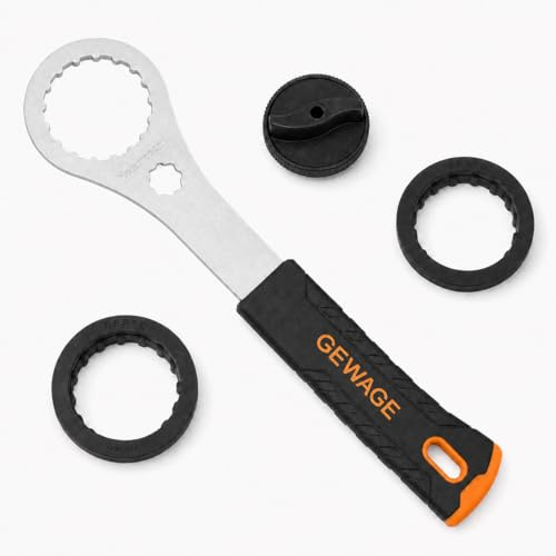 Fahrrad Tretlager Werkzeug Set 4pcs Hollowtech II Tretlagerschlüssel mit Kurbelkappen Werkzeug und BB9000 BBR60 Adapter für Montage und Demontage Fahrrad Reparatur Schwarz – Für Shimano Kurbeln
