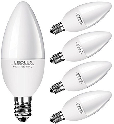 5x E14, LED E14, LED lampe E14, 7W Kaltweiss, 710 Lumen Ø 37mm Ra >80, 230V CCD Ersetz 60W (5x KW)