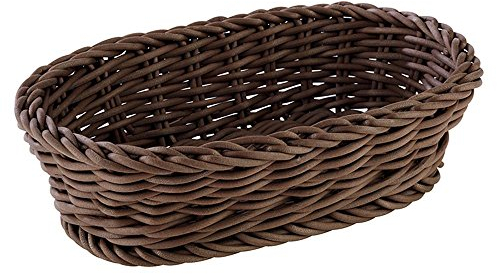 APS 50627 Korb, oval „Profi Line“ - Körbchen, Flechtkorb aus Polypropylen - Abmessungen: 19 x 12 cm / Höhe: 6 cm / Farbe: Dunkelbraun