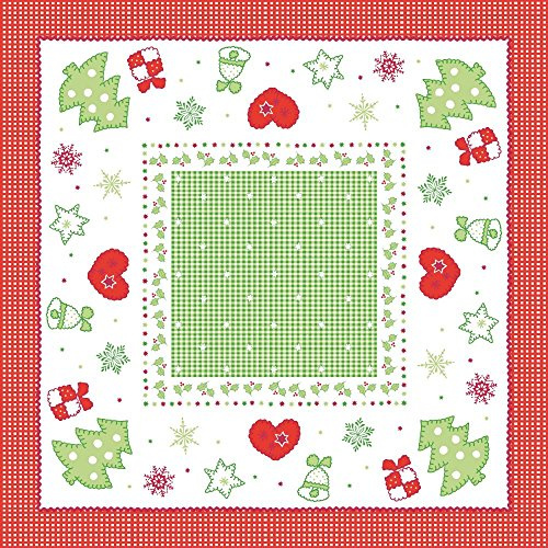 Sovie HORECA Weihnachtstischdecke Christmas aus Linclass Airlaid, 80 x 80cm, 20 Stück, Design mit Tannenbäumen, Sternen und Schneeflocken in Rot und Grün für Festliche Tische