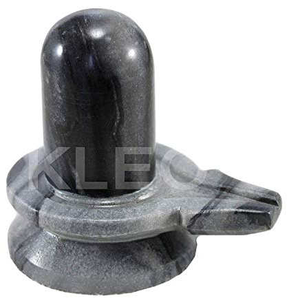 KLEO Marmor Stein Shiva Lingam Shiv Leng Idol Murti Statue (3.5 Grau)
