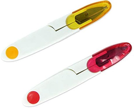 AKORD Sewing Snip Thread Tailors Cutter Scissors, Yellow, Red, 2-piece