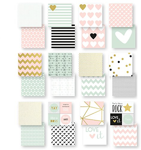 Vaessen Creative Love It Kollektion, Bastelpapier Foto-Karton 15 x 15 cm, 24 Blatt Doppelseitiges Papier