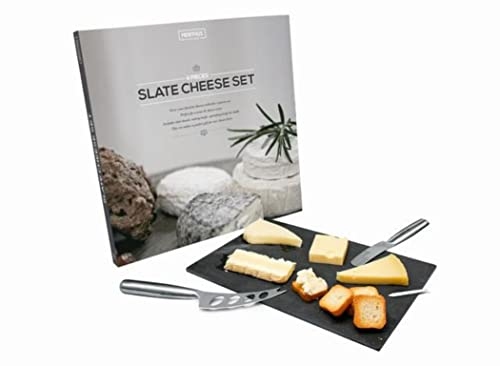 NERTHUS FIH 360 Libro Regalo: Set de Pizarra y Cubiertos de Queso, Negro / Plata