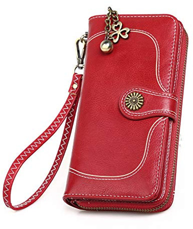 RRANCharltu Portefeuille Femme Grande Capacité Porte Monnaie Femme Cuir Portefeuilles et Porte-Cartes avec Fermeture Éclair, Compartiments Cartes et Poche Téléphone