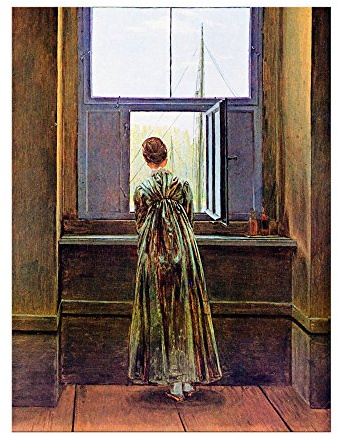 Bilderdepot24 Kunstdruck Poster - Caspar David Friedrich Frau am Fenster 40x60 cm ca. A2 - Alte Meister Bild ohne Rahmen