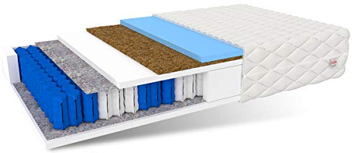 FDM RODOS Taschenfederkernmatratze 160x200 7-Zonen Matratze Kokos-Einlage 22 cm Höhe Härtegrad H2/H3 Zweiseitig Hochelastischer Schaum HR Polyurethanschaum Polyester Öko-Tex