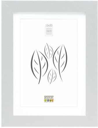 Deknudt Frames Bilderrahmen mit Passepartout - Silber - S66KD1 P1 15x20cm für Bild 10x15cm - Bilderrahmen Holz MDF - Bilder aufhängen oder ausstellen