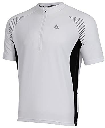 Airtracks Herren Fahrradtrikot Kurzarm Team II Radtrikot Jersey Bike Radler Shirt Atmungsaktiv Schnelltrocknend Reflektierend Größen XS S M XL XXL - Weiss - L