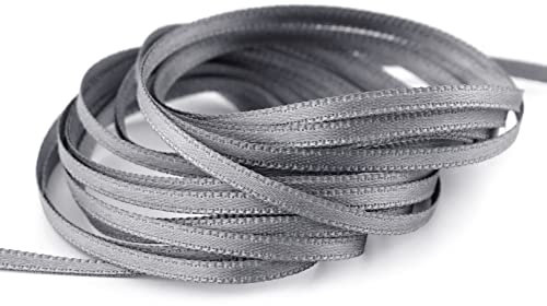 finemark 50 m x 3 mm Satinband GRAU Dunkelgrau (731) doppelseitiges Schleifenband aus Satin ohne Draht weich und glänzend Geschenkband Deko Band Double face Dekoband Dekorieren Kordel Basteln