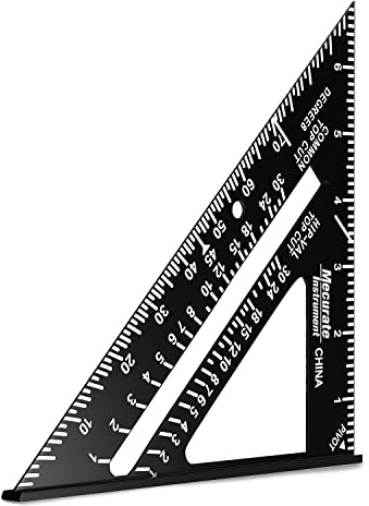 Mecurate Rafter Square, Triangle Carpenter Square Die-cast Aluminum Alloy for Woodworking and Carpentry (7 inch die-Casting)