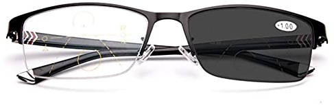 EYEphd Men's Smart Auto-Zoom Progressive Multifocal Reading Glasses, Photochromic Outdoor Sunglasses/UV400 Magnification +1.0 to +3.0,A1,+1.5