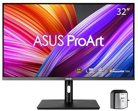 ASUS ProArt Display 32” 4K HDR Computer Monitor (PA32UCR-K) - IPS, 1000nits, ΔE < 1, 98% DCI-P3, 99.5% Adobe RGB, USB-C, HDMI, X-rite i1 Calibrator, Compatible with Laptop & Mac Monitor,BLACK