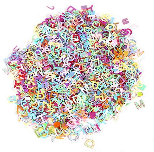 Multicolor Maniküre Glitzer Konfetti, 60g/Beutel Bunte Pailletten Geburtstag Hochzeit Konfetti Nagel Dekor DIY Material Zubehör (Buchstabe)