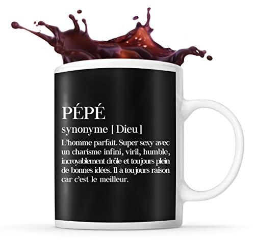 Planetee Tasse noir Définition Pépé | Mug original pour grand-père et arrière grand père idéal pour cadeau de noël, anniversaire et fête des pères