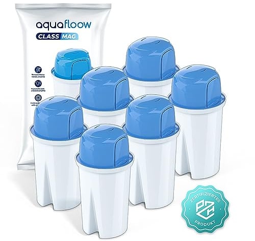 Aquafloow Cartucce Filtranti Per Acqua, per Brocca Filtro, I Filtri Puliscono L'acqua E La Arricchiscono Di Magnesio | Filtro di Ricambio per Brita Classic, Dafi Family Astra - 6 pezzi