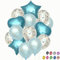 14 Palloncini di compleanno Azzurri, con stelle e cuori in alluminio da 45 cm e palloncini con coriandoli e tinta unita, 30 cm, per decorazioni di compleanno, feste per bambini, matrimoni, anniversari