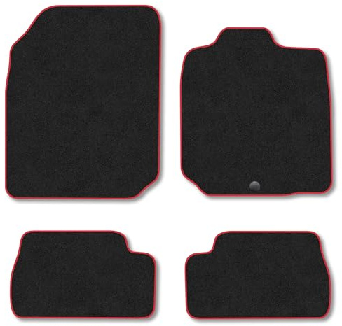 Nissan Micra (2003-2010) Carpet Car Mats | Red Edge Trim Tailored Fit Floor Mats Full Coverage Protection Accessories Easy Clean Anti Slip Made in the UK