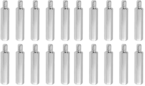 YOKIVE 20uds M4 Separación Tornillos, Niquelado Hexagonal PCB Separadores, Mantener Altura Consistente, Excelente para Base Placa (Plateado Tono, 25 mm+6mm)