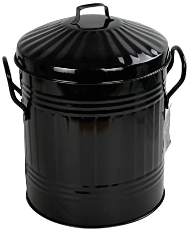 Classic Metal Traditional Mini Powder Coated Trash Can 13L (Black)
