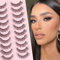 Faux Cils Volume Russe Fake Lashes Yeux de Biche 3D Naturel 10 Paires Cat Eye Professionnel D Curl Reutilisable Russian Fluffy Faits à la Main des Faux-Cils Mink False Eyelashes Waterproof