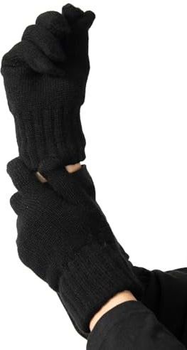 Embouro 100% Kaschmirhandschuhe für Damen, Jersey Knit Ultra Soft Damen reine Kaschmirhandschuhe für den Winter (Schwarz)