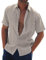 Halfword Mens Linen Shirts Short-Sleeve Summer Casual Beach Shirts Button Down Loose fit Hawaiian Holiday Wedding Cheesecloth Tops Grey XL