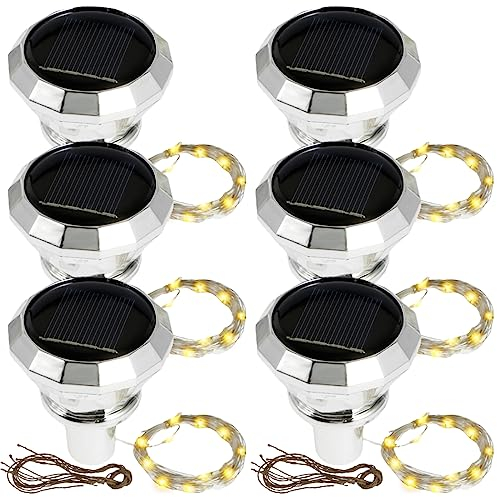 6Pcs Solar Wine Bottle Lights 2M 20LED Copper Wire Fairy String Lights IP65 Waterproof Cork Lights Flexible Wine Bottle String Lights Auto On/Off for Wedding Christmas Party Decor(Warm Light)