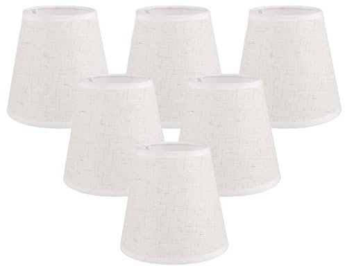 GOYADA 6 Pièces Abat Jour Lampe Chevet E14, Abat Jour pour Lampe de Table en Lin avec Clip, Petits Abats Jours pour Lampe de Chevet Table, Murale en Cristal, Lustre de Lampe, 140 x 130 x 90MM