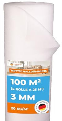 Trittschalldämmung 3mm Profi Basic 100m² | 4 Rollen als Laminat- und Parkettunterlage zur Wärmedämmung | PE-Schaumfolie | Fußbodenheizung geeignet | verbessert die Wärmeisolierung