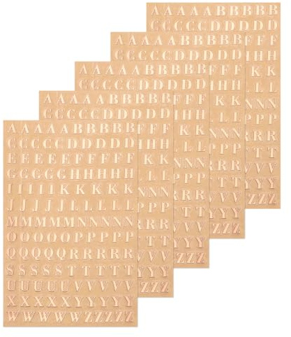 QUARKZMAN 5 Blätter Buchstabenharz-Aufkleber 3D Klein A bis Z Roségold Mini-Alphabet-Aufkleber Metallischer Glanzlegierung Großbuchstaben für Harz-Nagel-Scrapbooking 4,5 mm
