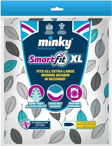 Minkyy Supersize Smartfit Extra Large Ironing Board Cover 145x54cm, XL ironing board cover padded Assorted Designs