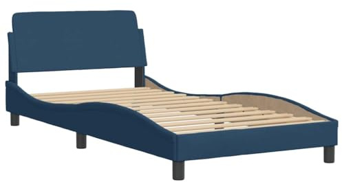vidaXL Bettgestell mit Kopfteil Dover Blau 100x200 cm Stoff