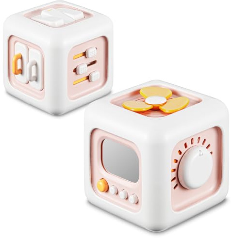 SOCBTNSO Busy Cube, Toys for 1 Year Old Girl Gifts, Montessori for Baby Girl, Travel Sensory Toys for Toddlers 1-3, Learning Fine Motor Skills| 1st Birthday Girl Gifts 6 9 12 Months