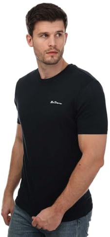 Ben Sherman Herren Script Logo T-Shirt in Blau, navy, L