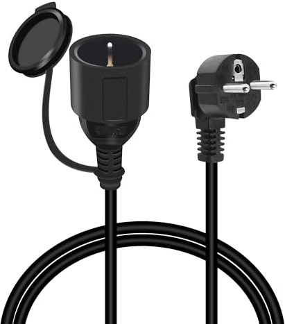 GELRHONR Kurz Verlängerungskabel,16A /250V 90 Grad Stecker auf Schuko Netzkabel,mit Schutzkontakt Wasserdicht Staubdicht für Außen-Oder Innenbereich,Zuhause,Büro(1~M)