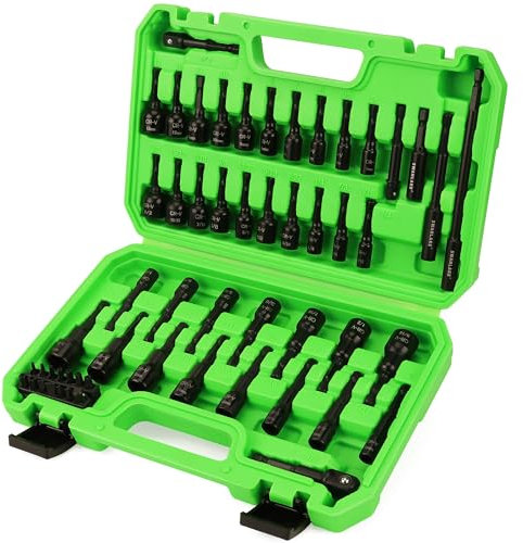 SWANLAKE GARDEN TOOLS 55-Piece Magnetic Nut Driver Set, Metric & SAE 1/4 Hex Shank, Impact Driver Socket Adapters, Snappy Driver Bit, Drill Bit Extension, 14PCS Screwdriver Bit Set