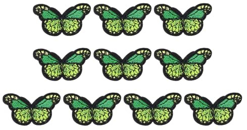 PATIKIL Schmetterling Aufbügelpatch, 10 Stück Schmetterling bestickte Applikation zum Aufnähen für Reparatur Dekoration Kleidung Hüte Jacken Rucksäcke, 1,7Lx1,1W, Grün.