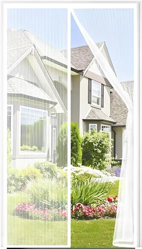 Zanzariera con Magnetica 120 x 230CM per Porte, finestra, bianca Adatto per balconi, Anti Insetti porte scorrevoli Rete Fine, Tenda Totalmente Magnetica, si Chiude da Sola anti zanzare