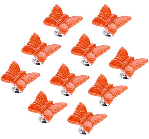 JWBXFYXW 10 pomos de cerámica con Forma de Mariposa para Puertas, armarios, cajones, Tiradores para Muebles Infantiles y bebés