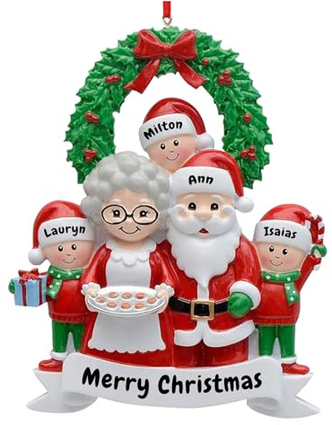 Personalisierter Weihnachts-Familienanhänger, 2/3/4/5/6/7/8 Familienanhänger, Weihnachtsbaumschmuck-Geschenk mit Nachnamen und Segen, Weihnachtsharz-Anhänger